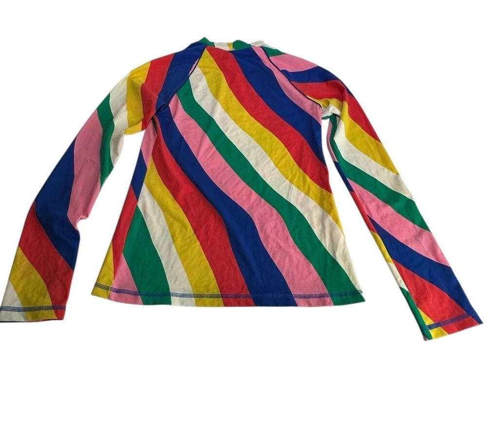 Mini Boden Girls Rash Guard Striped All Over Print UPF 50 +
